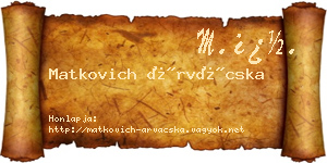 Matkovich Árvácska névjegykártya